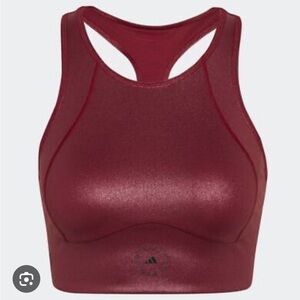 Women's Adidas Originals Stella McCartney Shiny Crop Top Burgundy Medium